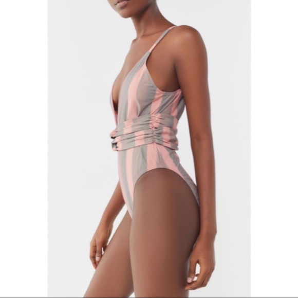 Pink & Gray Cici Knotty One Piece Swimsuit Bikini - Picture 2 of 6